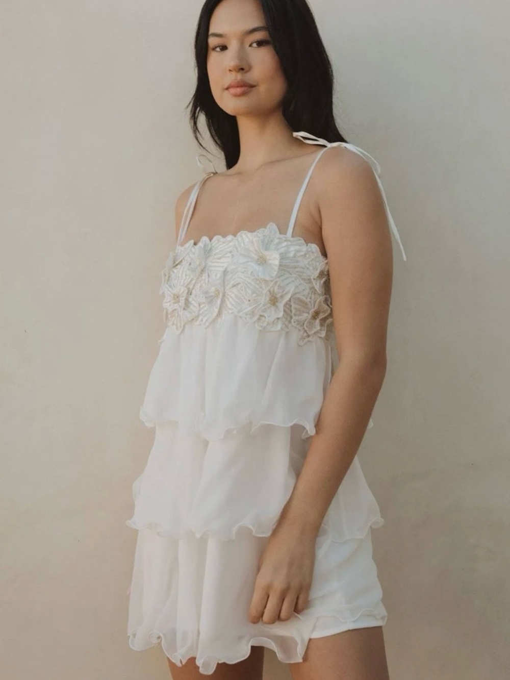 Show Me Your Mumu Gabriella Mini Dress White Embellished XS NWT